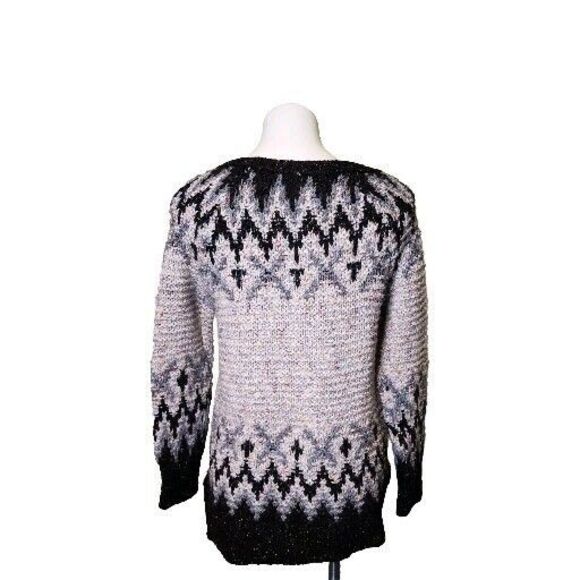 Free People Love Bug Fair Isle Lace Up Pullover Wool Blend Sweater Size Medium - Picture 3 of 12